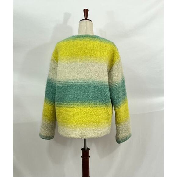 MASHA MARIA Sz S Small Upcycled Wool Coat Jacket Teal Yellow - Picture 4 of 7